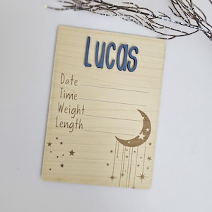 Little Stars Birth Stats Sign/Newborn Announcement Sign/Baby plaque/Nursery Decor/Baby Shower gift/Twinkle little star sign/Moon decoration