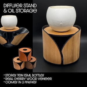 Essential Oil Diffuser Stand Storage - Wood - 3D Printed - Modern - EO Doterra - Young Living