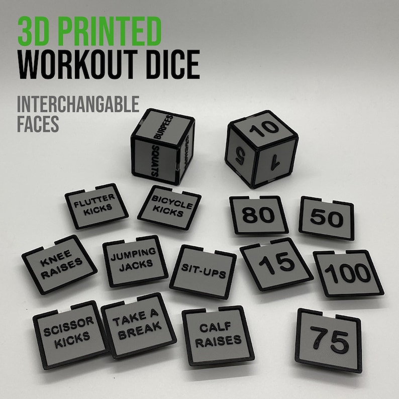 Exercise Workout Dice 3D Printed Interchangeable Faces Etsy