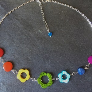 Handmade rainbow necklace, shell rainbow necklace, handmade shell necklace, rainbow shell necklace
