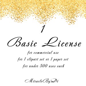 Basic License for Commercial Use, No-Cretid, for a Single Item, Basic License for Commercial Use, for 1 clipart / paper set, under 500 units