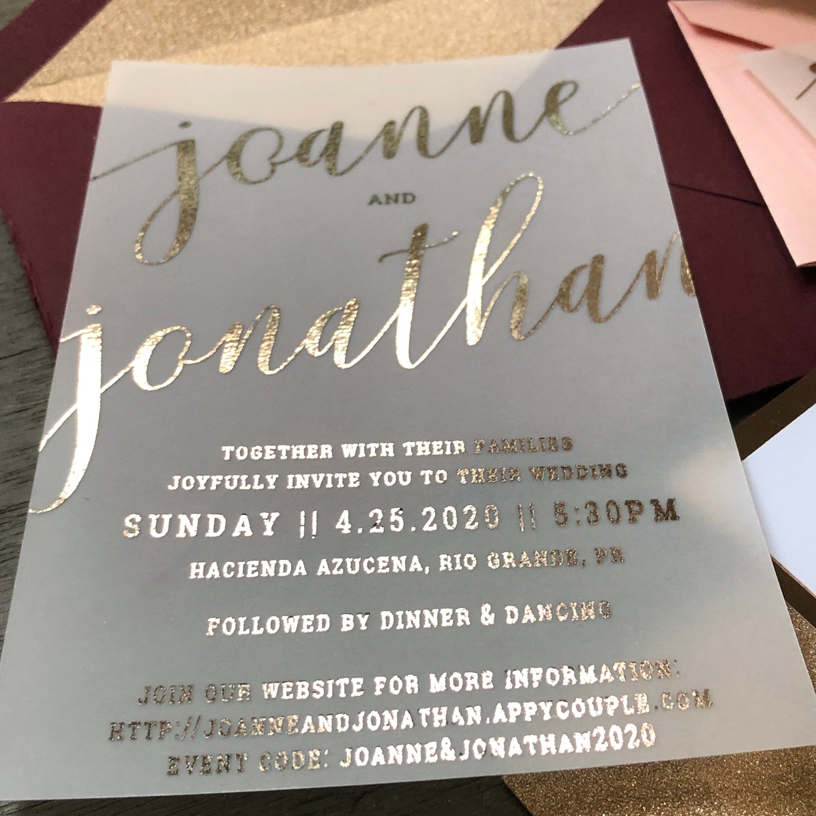 Vellum foiled wedding invitation foiled rsvp wedding Etsy