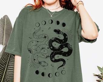 Mystical Yin Yang Snake TShirt | Comfort Colors Boho TShirt | Celestial Snake Tee | Boho Snake Shirt | Witch Clothing | Witchy Shirts