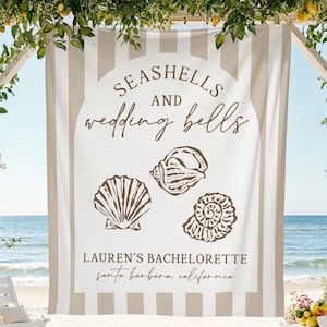 Seashells and Wedding Bells Bachelorette Banner | Last Toast on the Coast Photo Backdrop | Beach Bachelorette Decor | Coastal Bachelorette