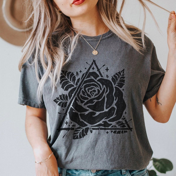 Aesthetic Rose Shirt | Black Rose Shirt | Comfort Colors Tshirt | Floral Graphic Tee | Indie Clothing | Boho Tee | Festival Clothing