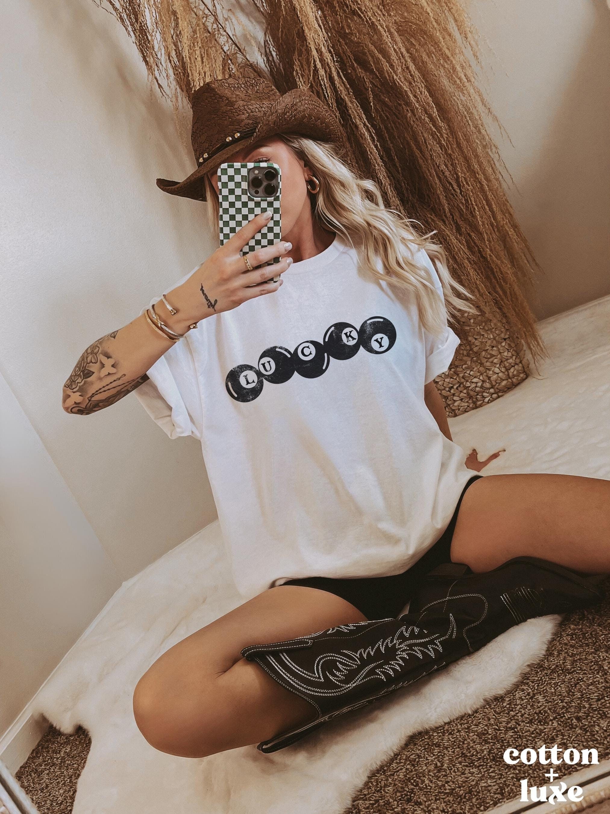 Lucky 8 Balls Tee | Retro Comfort Colors Graphic Tee | Trendy Aesthetic Vintage Inspired Graphic Tee | Lucky Girl Shirt