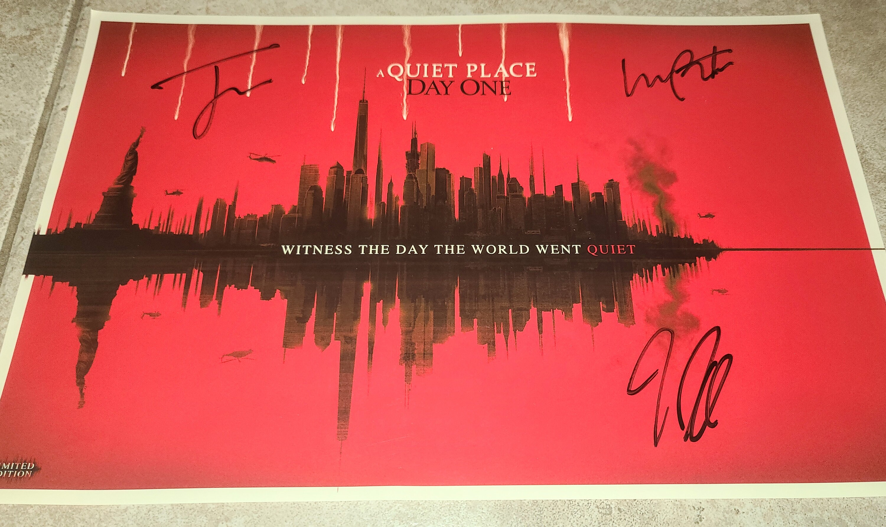 A Quiet Place Day One Lupita Nyongo Joseph Quinn John Krasinski Signed a-quiet-place-day-one-lupita-nyongo-joseph-quinn-john-krasinski-signed