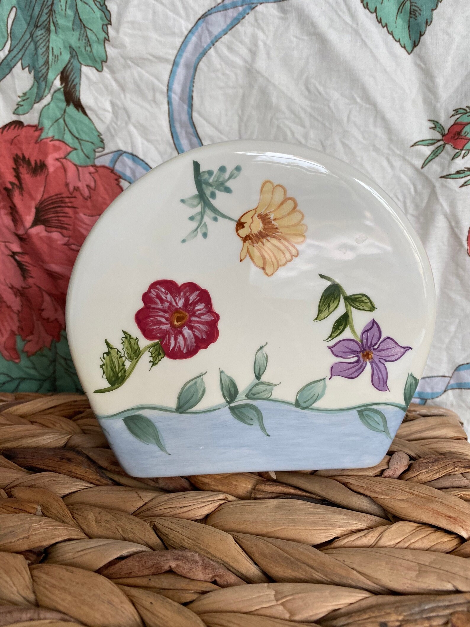 Vintage Floral Ceramic Napkin Holder Etsy