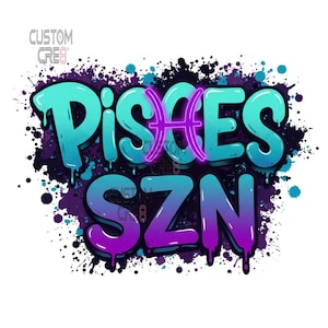 Pisces Zodiac PNG & PDF Design | Digital Download for T-Shirts, Hats, Decals, Cricut, Sublimation, Astrology Clipart