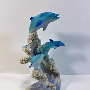 Marine Life Three Dolphins Figurine Statue H 6.25 inch image 1