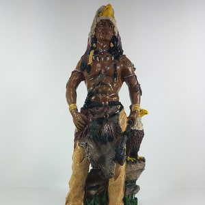 Indian Spirit Warrior with his Eagle Guide Figurine Statue Collectible