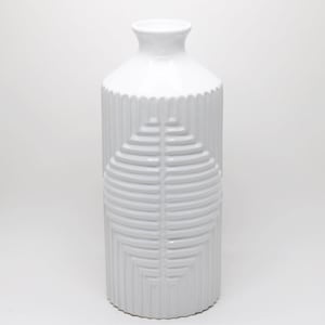 White Ceramic Vase for Flowers Large H = 14.25-inch Collectible