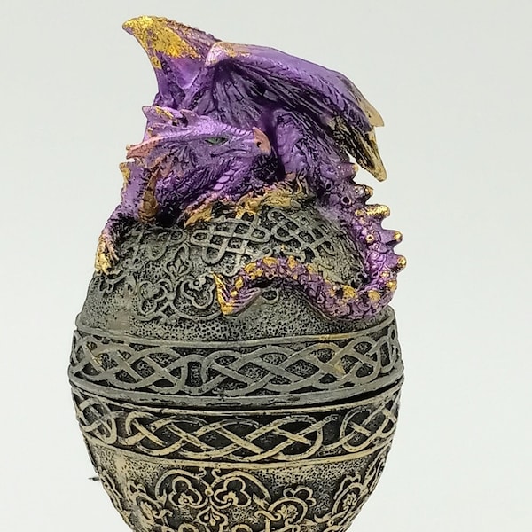 Purple Dragon Trinket Box Egg Shaped Jewelry Stash Box