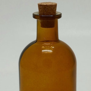 Amber Colored Round Glass Apothecary Style Medicine Bottle / Bud Jar Height 5.75 in