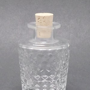 Mini Clear Glass Decanter: Honeycomb Cut Vintage Bottle, 4.5&quot;