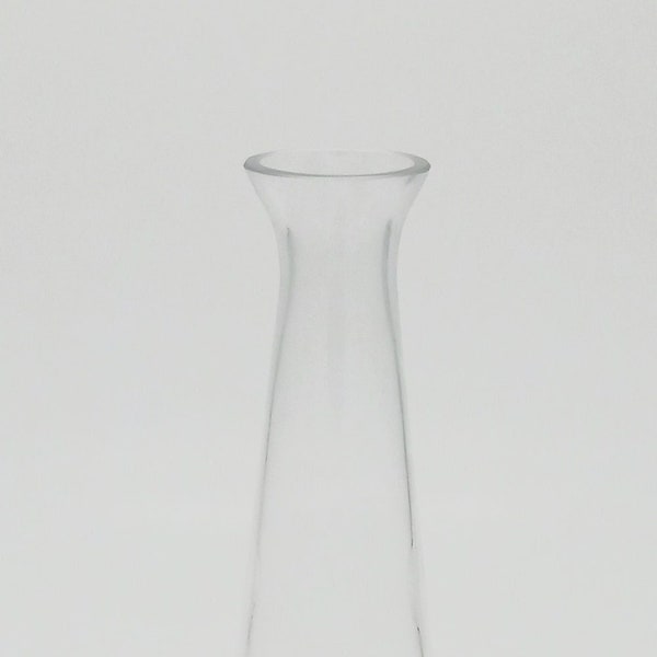 Thick Clear Glass Tapered Vase Round / H 8 inches Vintage Style