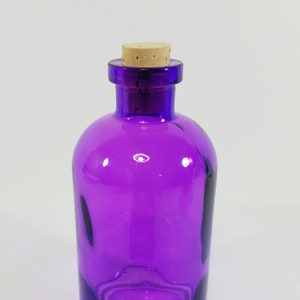 Purple Colored Glass Round Vintage Style Apothecary Jar with cork Height 5.5 in