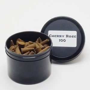 Cherry Rose Incense Cones 100 Count, in an Airtight Reusable Jar