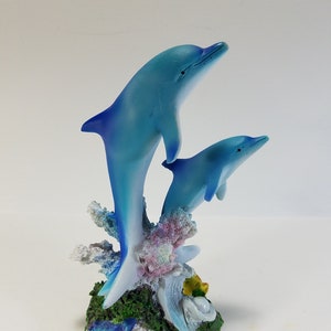 Two Marine Life Dolphins Figurine Statue H = 5.75 in