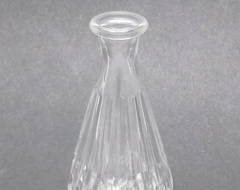 Thick Heavy Clear Detailed Glass Tapered Round Vase / H 6 inches Vintage Style