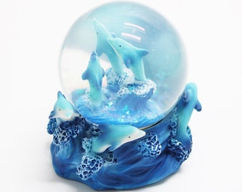 Mini Dolphin Figurine Snow Globe - Marine Life Decoration (H = 3.5 inch)