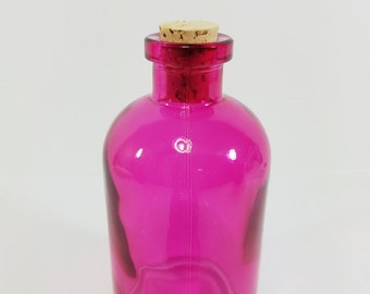 Purple Fuchsia Colored Glass Vintage Style Apothecary Bottle Jar Height 5.5 in