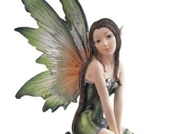8" Inch Green Forest Fairy with Mushrooms Statue Figurine Figure Fantasy Magical