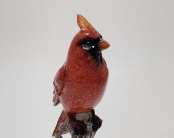 Red Cardinal with Memories Necklace Resting on a Branch Figurine Statue