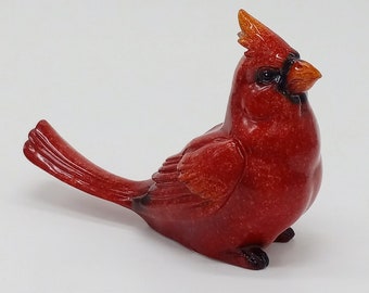 Red Cardinal Sitting on Ground Figurine Statue