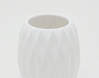 White Ceramic Flower Vase H-6 in / Vintage Design Collectible