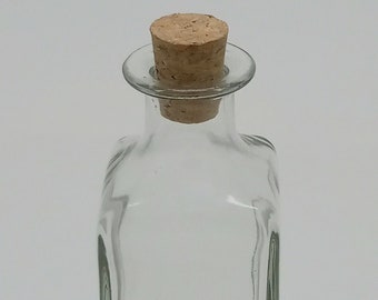 Clear Glass Square Bud Vase H = 5 inches Vintage Style Apothecary Jar
