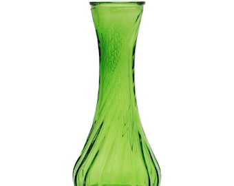 Transparent Lime Green Colored Twisted Glass Vase H = 6 Inch in Vintage Style