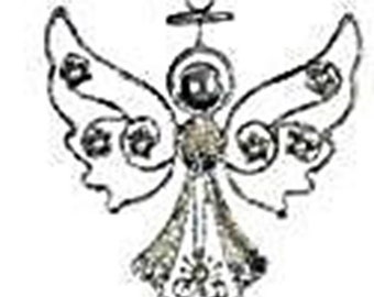 Silver Angel Wind Chime with Gems