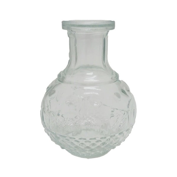 Mini Clear Glass Bulb Bottom Bud Vase with Dual-Design H = 4.5 Inch in Vintage Style