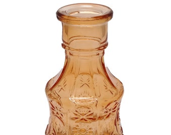 Small Orange Glass Collectible Round Bud Vase H = 5.5 inches Vintage Style