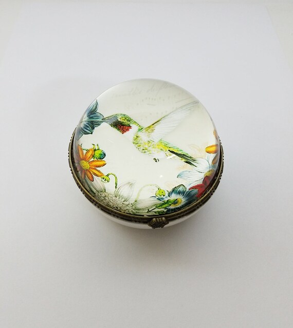 Hummingbird Trinket Fairy Jewelry Box 3 25 Inches With Globe Top 22087