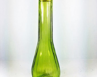 Green Colored Glass Genie Bottle / Bud Vase/ Decanter