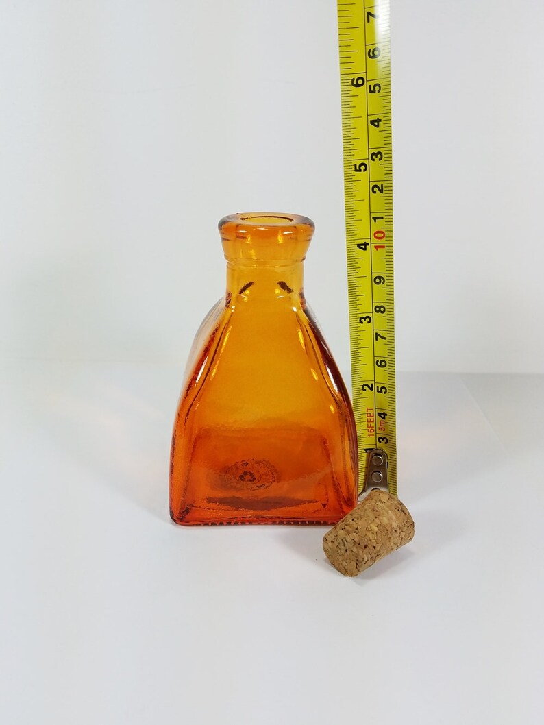 Orange Colored Glass Square Bud Vase H 4.25 in Vintage Style Etsy
