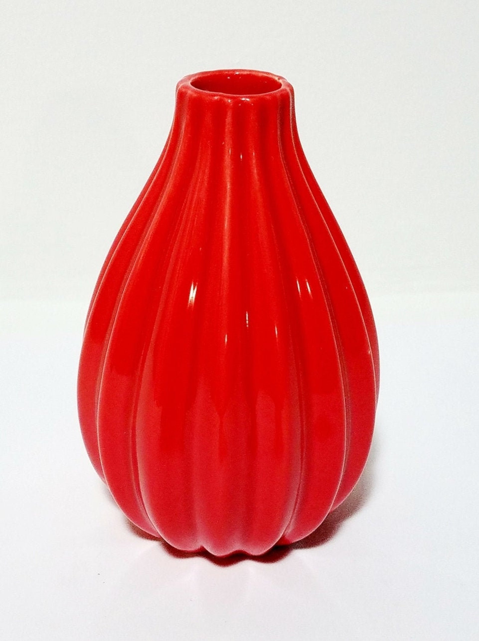 Red Ceramic Vase Mini Bud Flower Vase H 4.75 inches Vintage Etsy