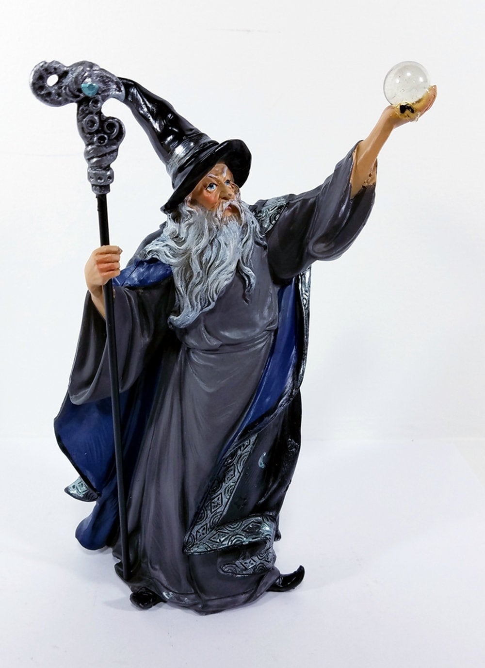 Fantasy, Myth & Magic OMEN Wizard with Staff and Crystal Ball Statue