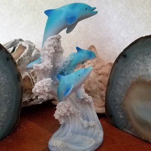 Marine Life Three Dolphins Figurine Statue H 6.25 inch image 2