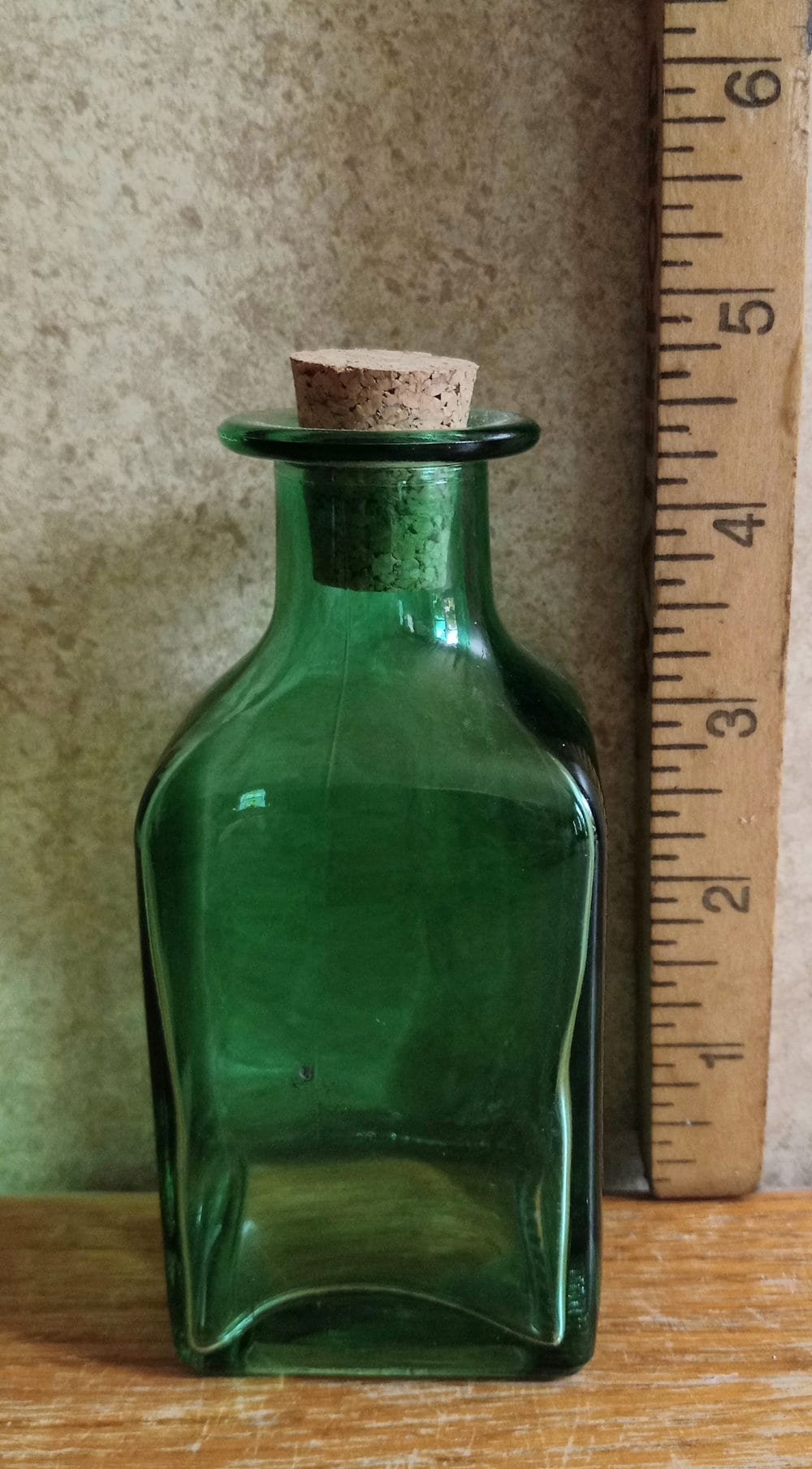 Green Colored Glass Square Bud Vase H 5 Inches Vintage Style Etsy