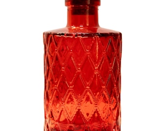 Red Colored Glass Jar Vintage Style Collectible Bottle H = 4.75 Inches
