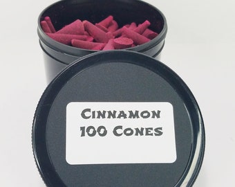 Cinnamon Incense Cones 100 Count in an Air Tight Reusable Jar / a Cleanser like White Sage. /Highly Fragranced