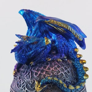 Blue Dragon Trinket Box Egg Shaped Jewelry Stash Box image 4