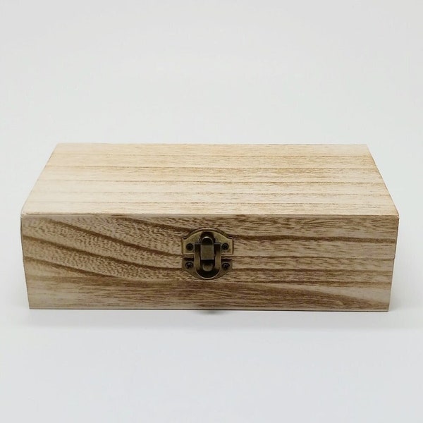 Wooden Stash and Craft Box 8 x 4 x 2.5-inches Sturdy Box