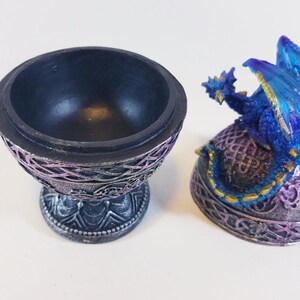 Blue Dragon Trinket Box Egg Shaped Jewelry Stash Box image 2