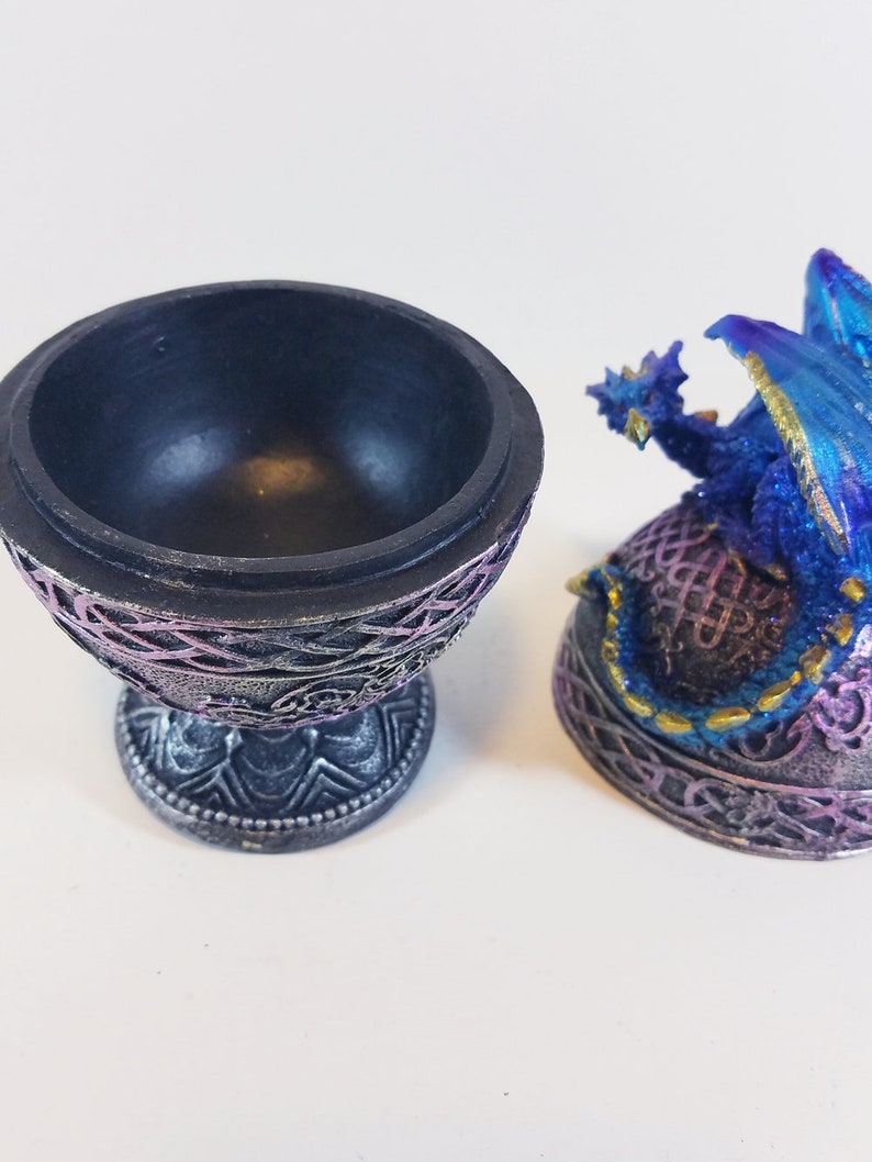 Blue Dragon Trinket Box Egg Shaped Jewelry Stash Box image 2