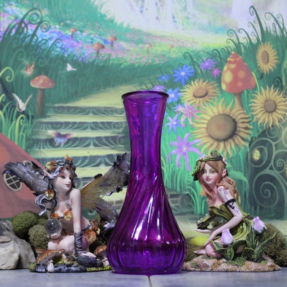 Purple/ Pink/ Fuchsia Colored Twisted Glass Vase H = 6 Inch in