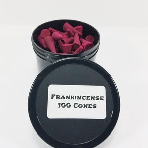 Frankincense Incense Cones 100 Count in an Airtight Reusable Jar / Calmness and Peace. /Highly Fragranced
